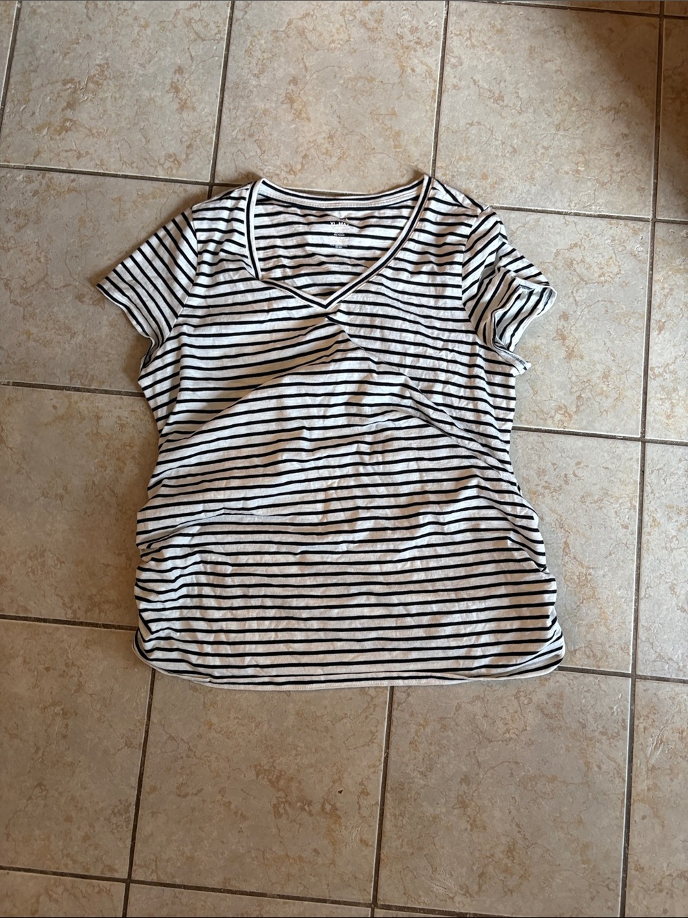 Sonoma Black & White Striped V-Neck Short Sleeve Tee - maternity XL